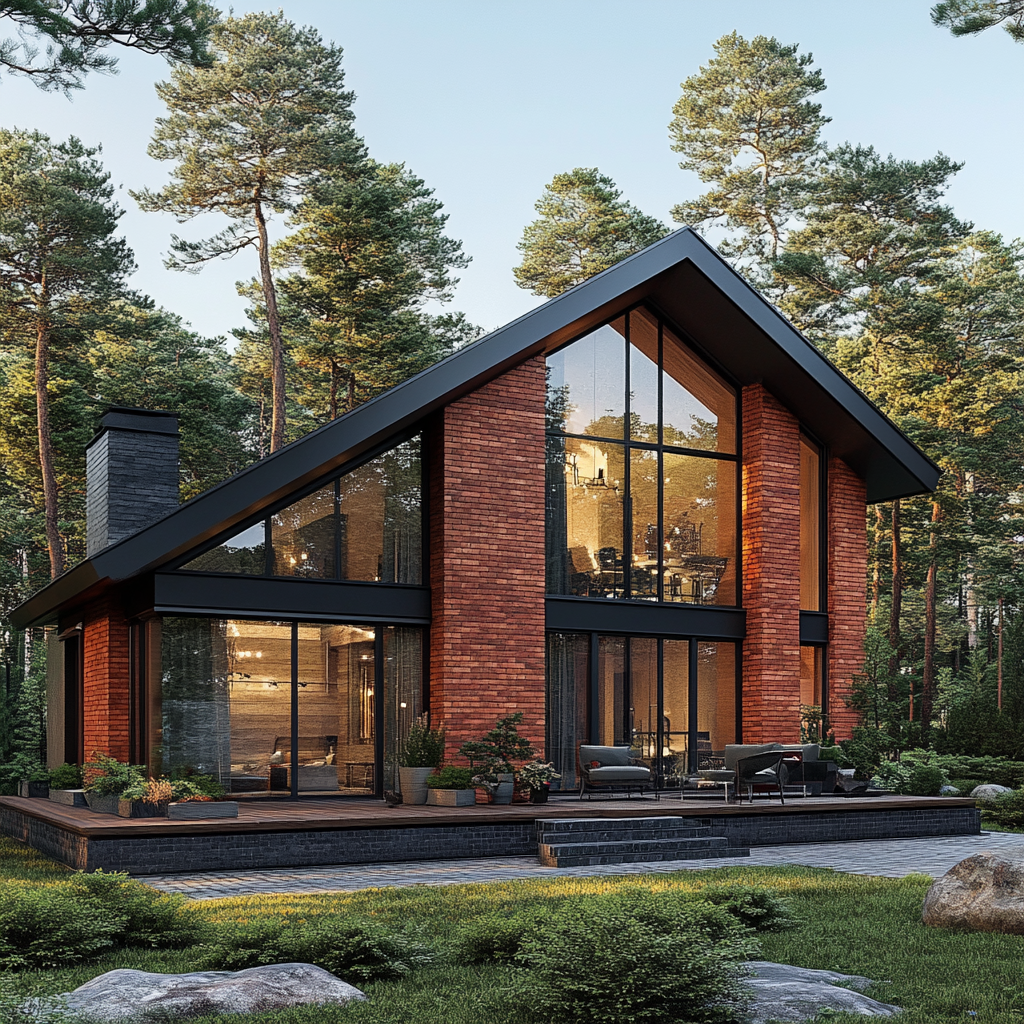 Пример современного дома из кирпича