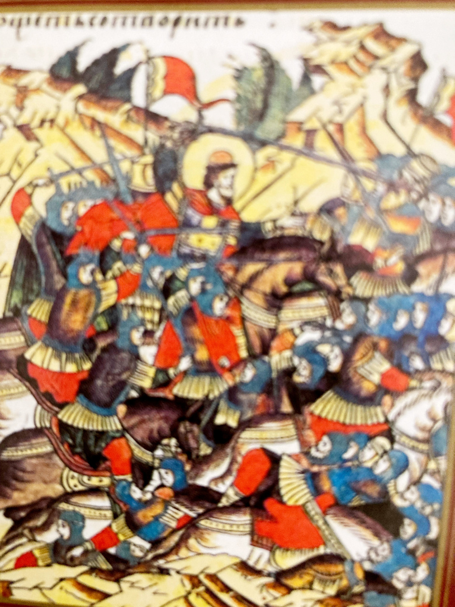 Невская битва между новгородским ополчением во главе с князем Александром Невским и шведским войском.