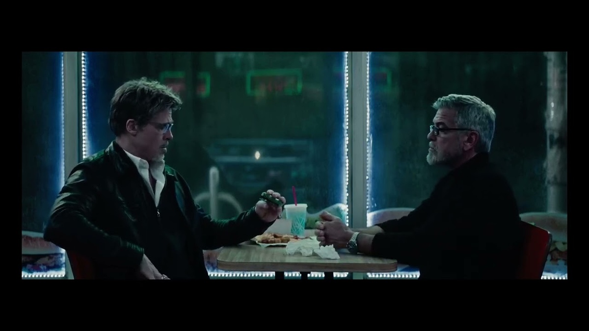 Та самая сцена с очками. Бред Питт и Джордж Клуни. 