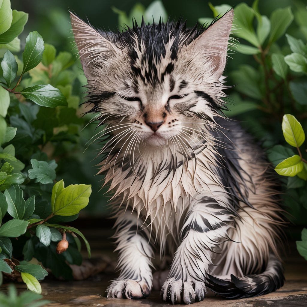 Мокрый котенок