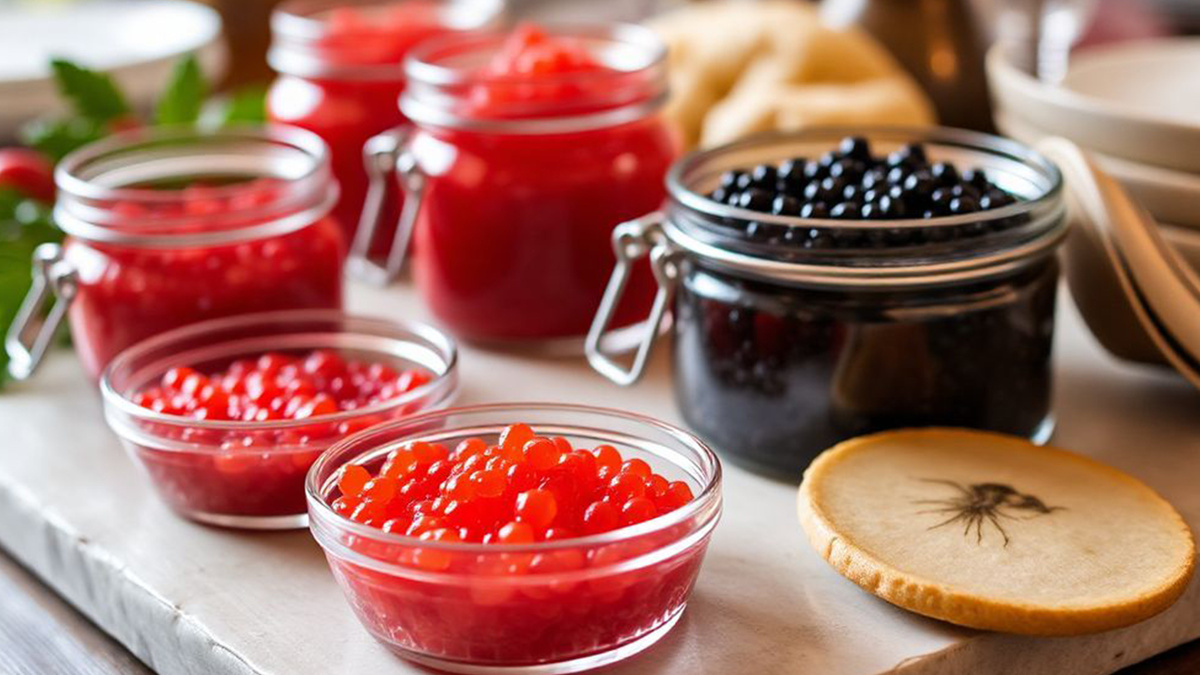 Икра — дорогой продукт, её красивый красный цвет ассоциируется с изысканным и роскошным столом. Подача такого продукта подчёркивает характер праздника