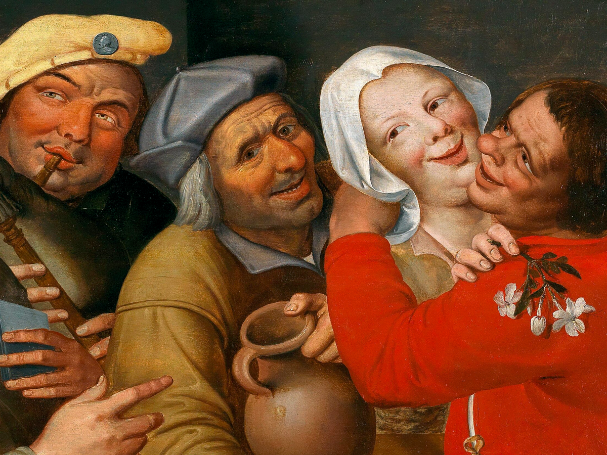 Фрагмент картины Весёлая компания, Ян Массейс, 1575 год.