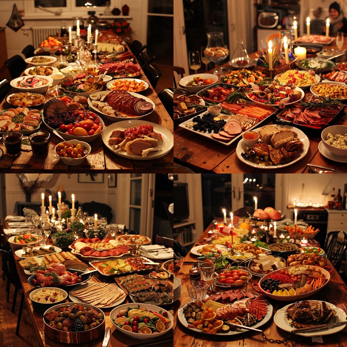 Новогодний стол, фото, создано с помощью. Midjourney
