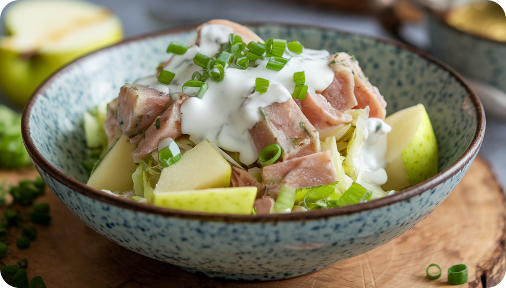 салат с селедкой и яблоком