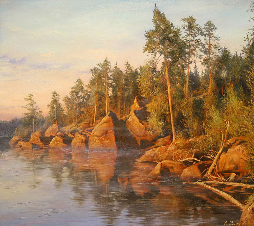 Алексей Зотов. Таежное озеро, холст, масло, 90х100