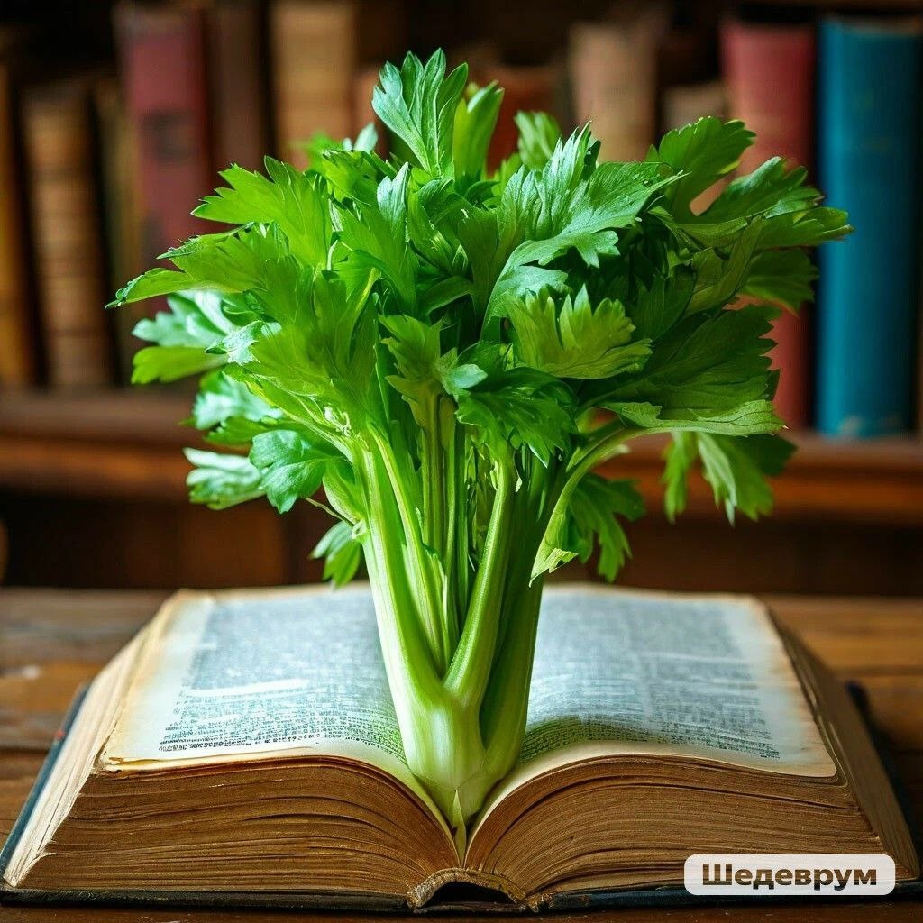 сельдерей читает книгу