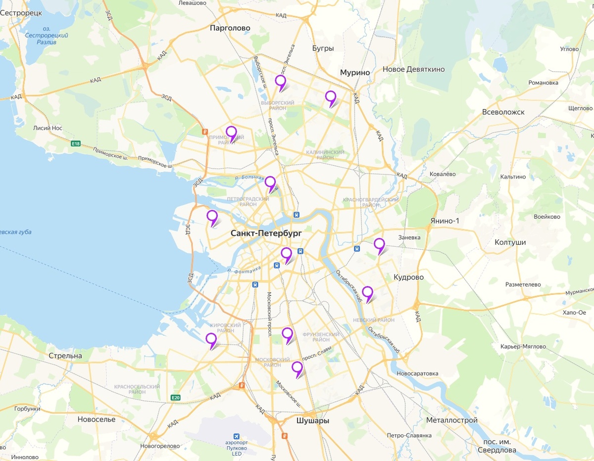 11 филиалов в СПб