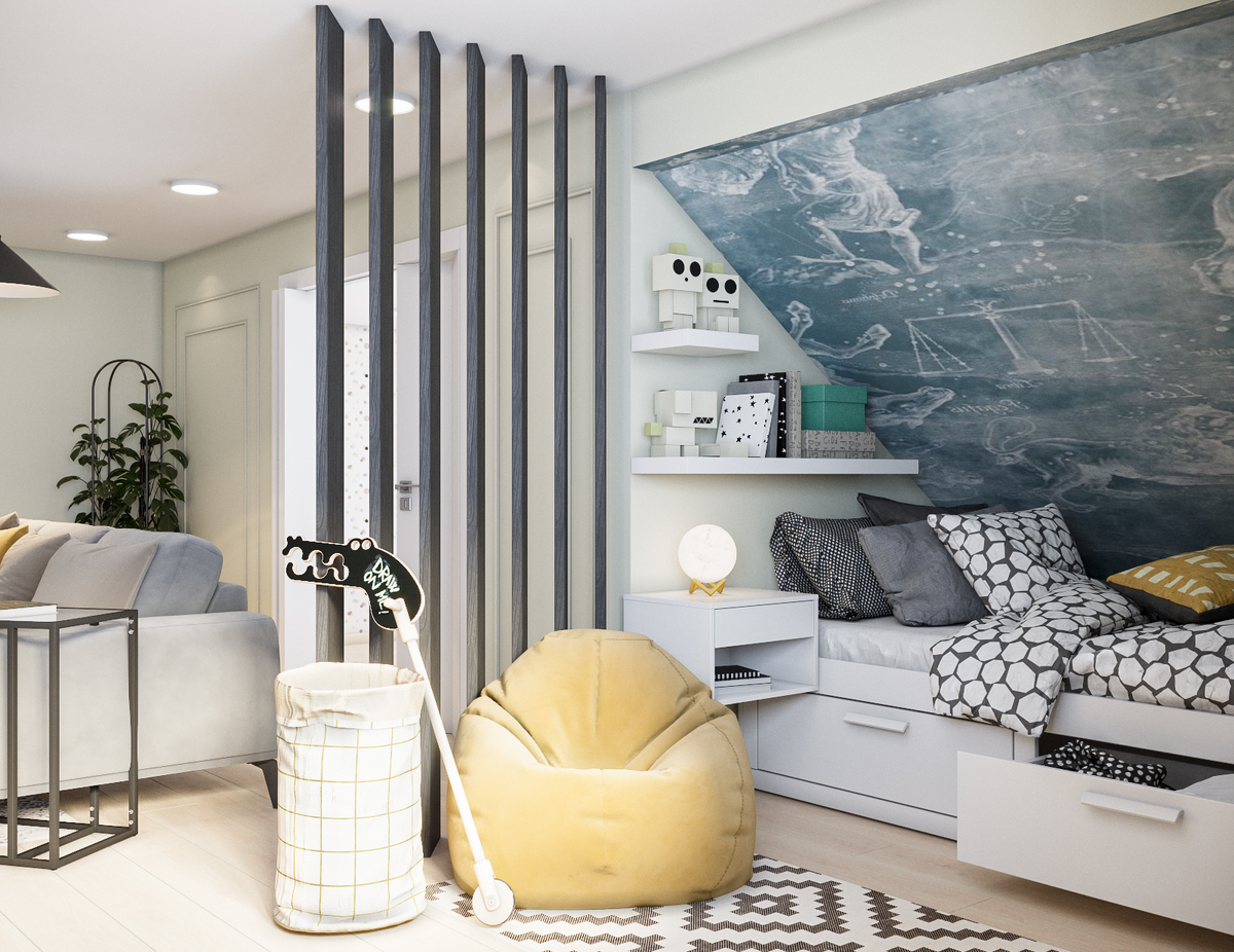 Проект ARTHOUSE: использование перегородки для зонирования помещения