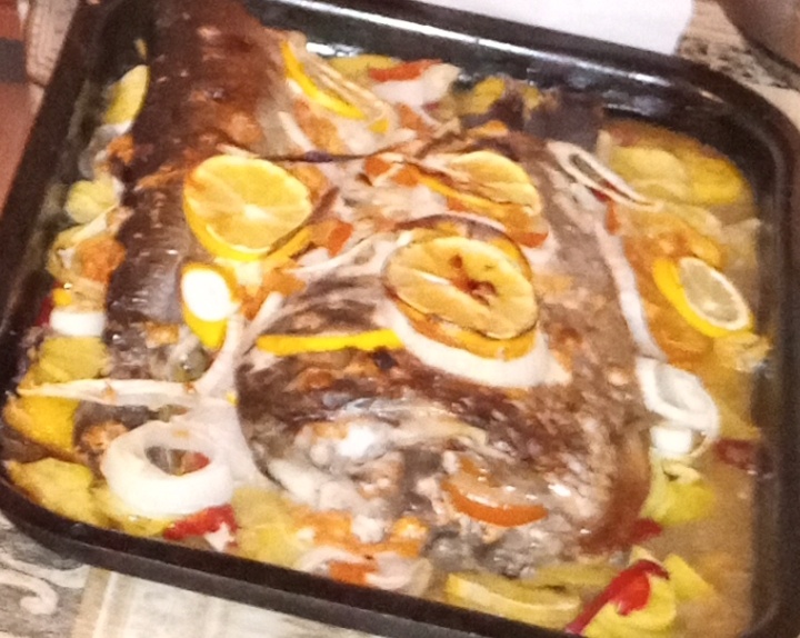 Сазан+сельдь из духовки.