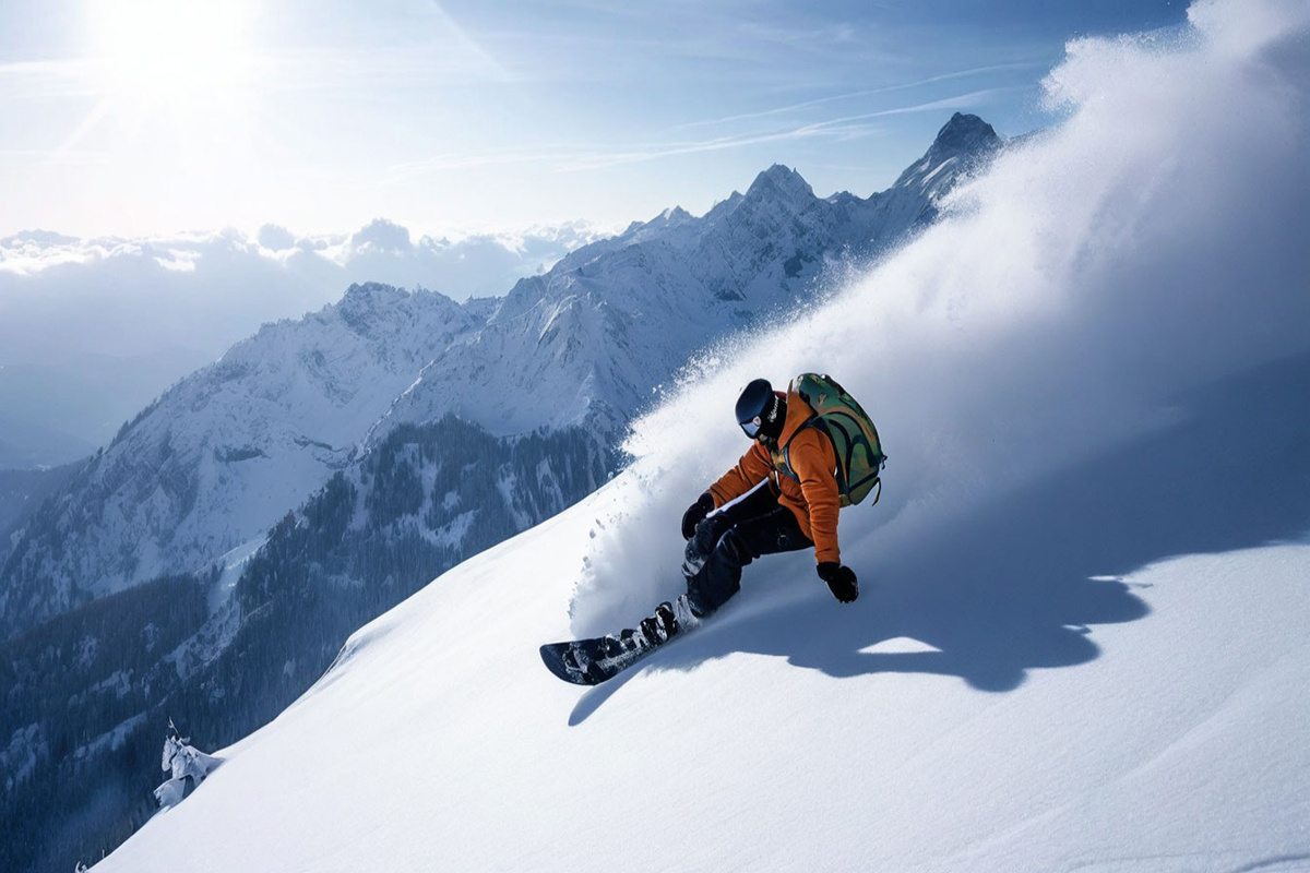 Один из лучших видов зимнего активного отдыха — сноубординг. Изображение сгенерировано нейросетью