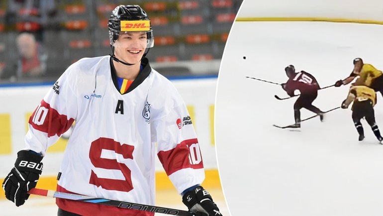    Марек Даничек забросил шайбу необычным способом.ХК «Спарта»