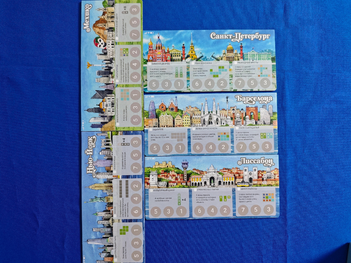 Настольная игра "Города" - планшеты городских достижений