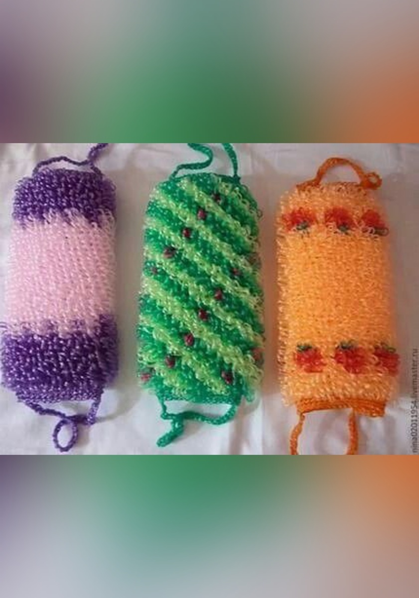 Вязаные мочалки. Источник фото https://pin.it/1ZASlUtna