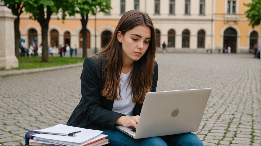 студентка собирает портфолио документов для поступления