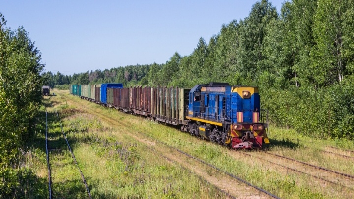 Мотовоз мчит вперёд по монзенской железной дороге.