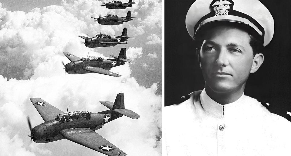    Звено из пяти торпедоносцев Avenger; командир звена 19 лейтенант Чарльз Кэрролл Тейлор / Википедия