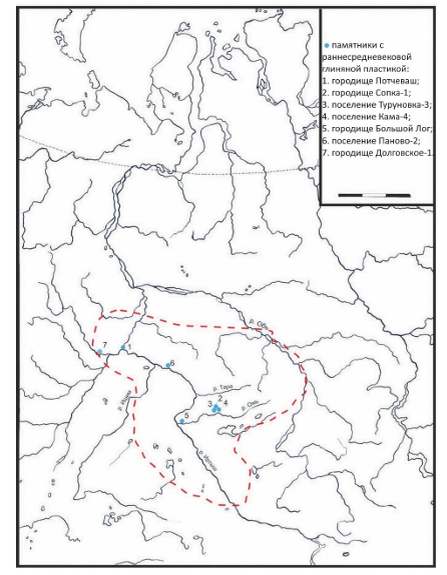 Рис. 1. Карта западносибирских памятников с находками раннесредневековой глиняной пластики 