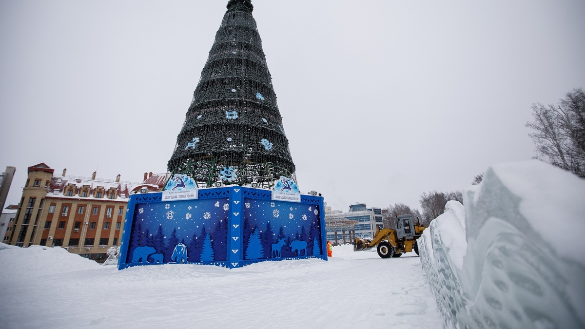    В Ханты-Мансийске установили главную ёлку Югры