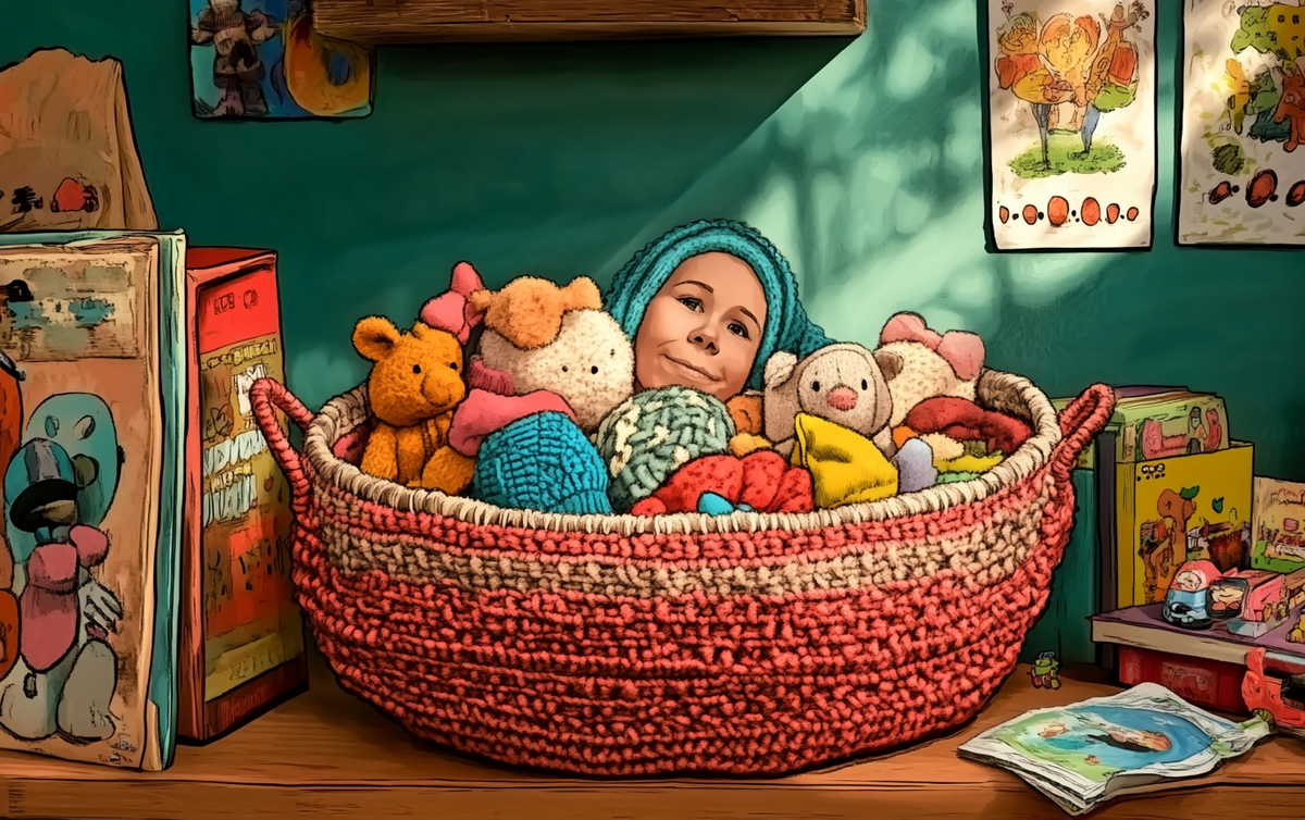    vjazanaia_korzinka_dlia_khraneniia_igroshiek Ленивое Вязание