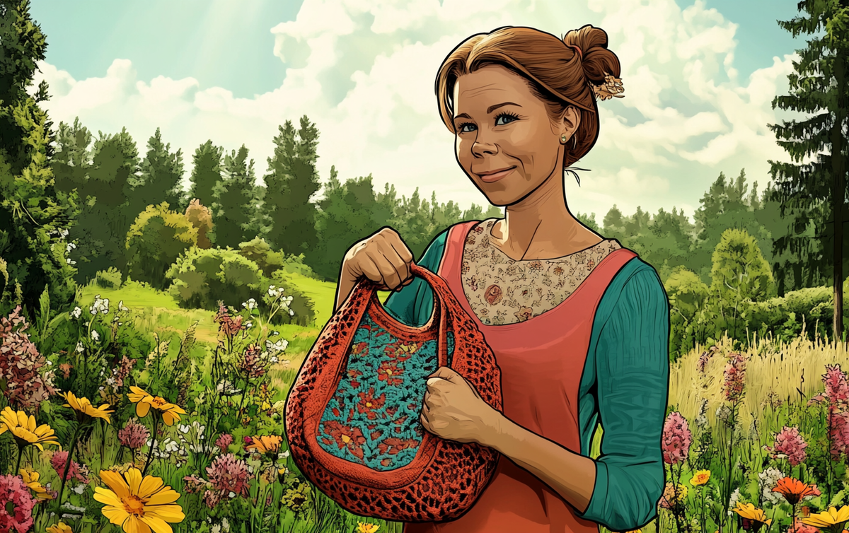    vjazanaia-sumka-s-azhurnym-uzorom-dlja-leta Ленивое Вязание