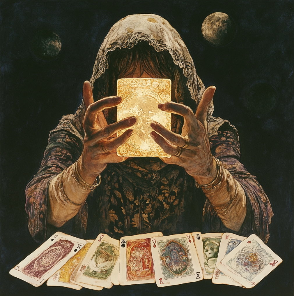 Гадание на картах. Иллюстрация сгенерирована нейросетью