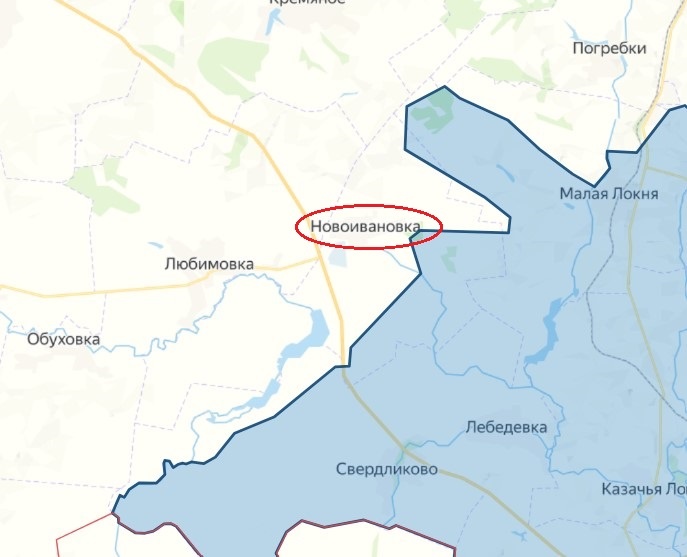   Карта СВО. Расположение населенного пункта Новоивановка и позиции ВСУ, по версии проекта lostarmour.