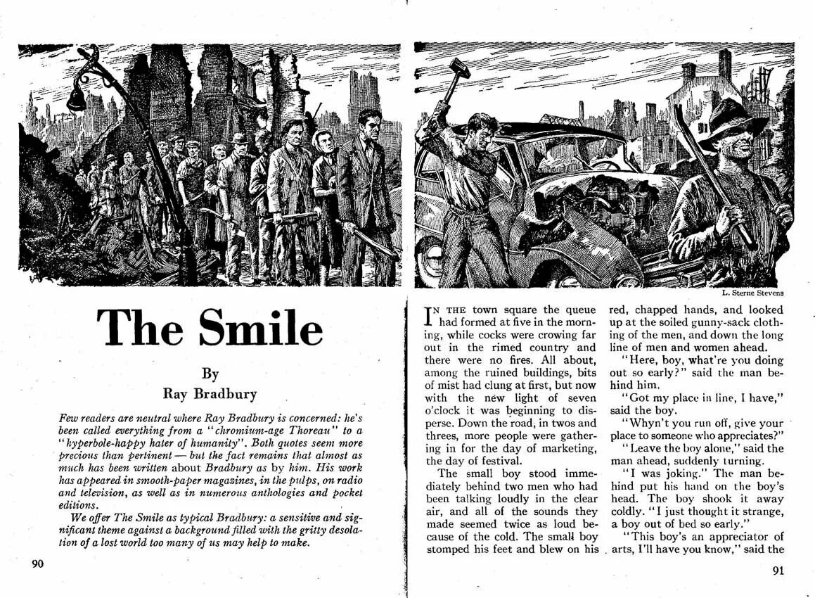 Лоуренс. Иллюстрация к рассказу Рэя Брэдбери "Улыбка". Изображение взято из открытых источников