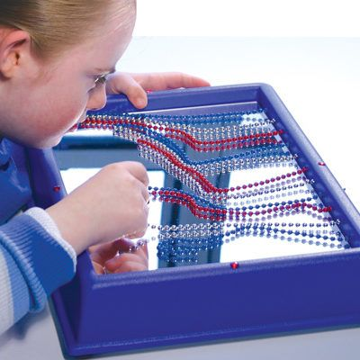 Кристаллы или бусины на горизонтатально расположенном зеркале . 