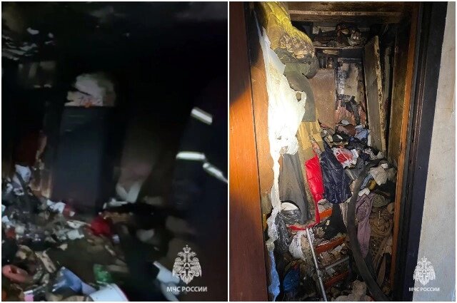    Состояние горевшей квартиры. Фото: ГУ МЧС по Пермскому краю