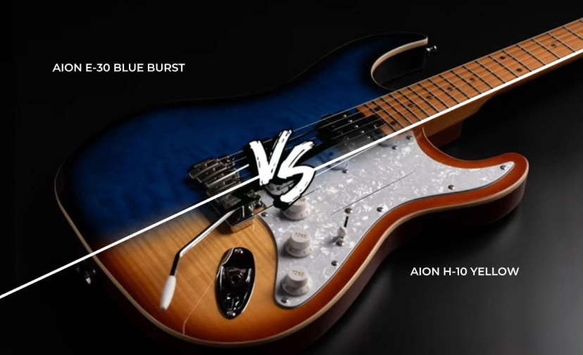 Электрогитары Aion H-30 blue burst и Aion H-10 yellow
