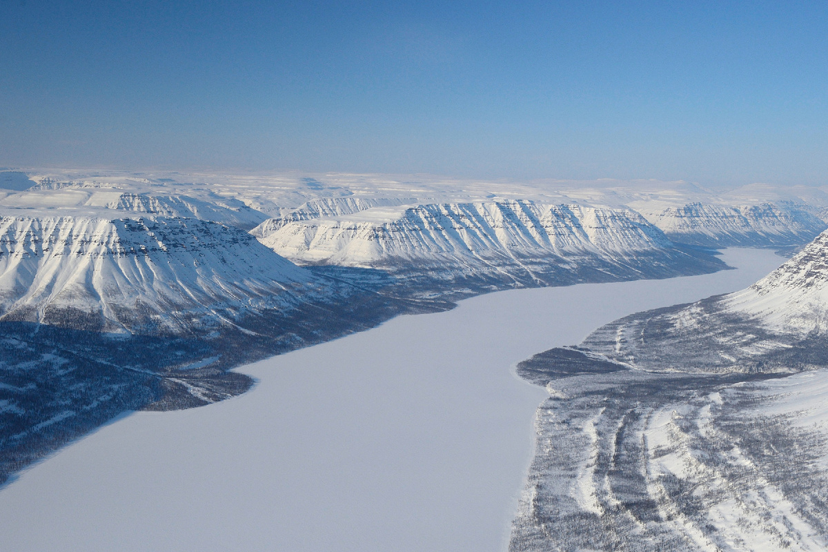 Вид на вечную мерзлоту плато Путорана