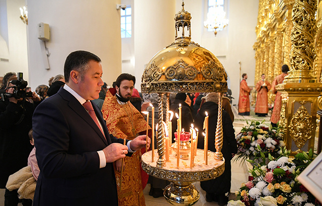 В День памяти Михаила Тверского в Спасо-Преображенском соборе прошло богослужение