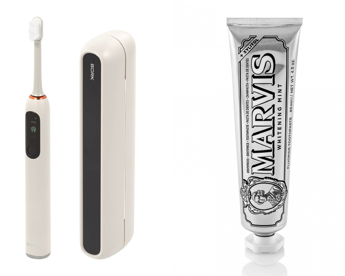 Электрическая щетка Bork и зубная паста Marvis