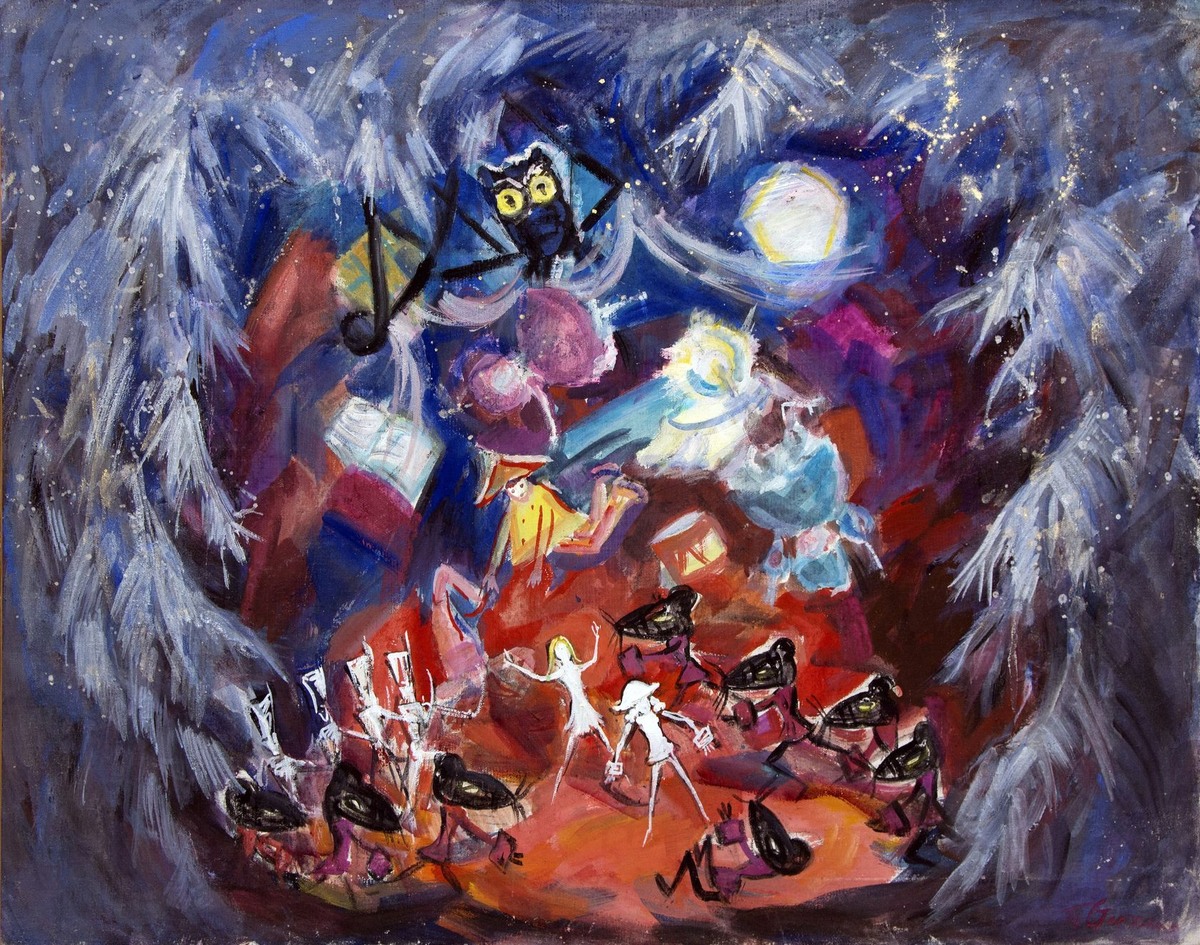 И. Старженецкая Эскиз декорации «Бой мышей» к балету «Щелкунчик», 1978 г. Источник изображения: www.culture.ru