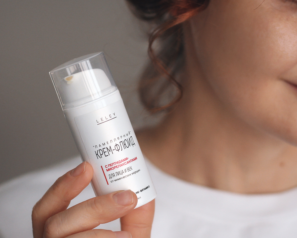LELEY Ламеллярный крем-флюид для лица и век с пептидами-миорелаксантами
