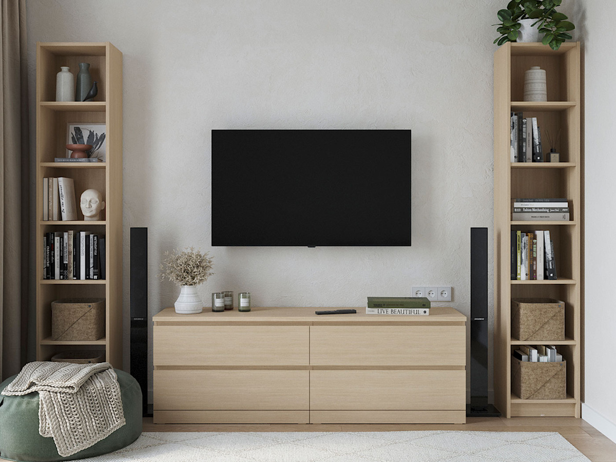 Гостиная Варма в Первом Мебельном. Материал: ДСП с покрытием шпон ясеня.