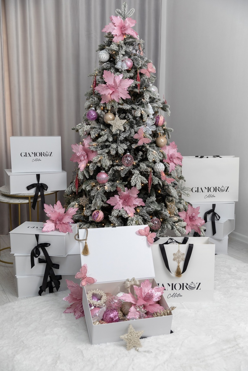 Набор елочных украшений GLAMOROZ Розовое облако