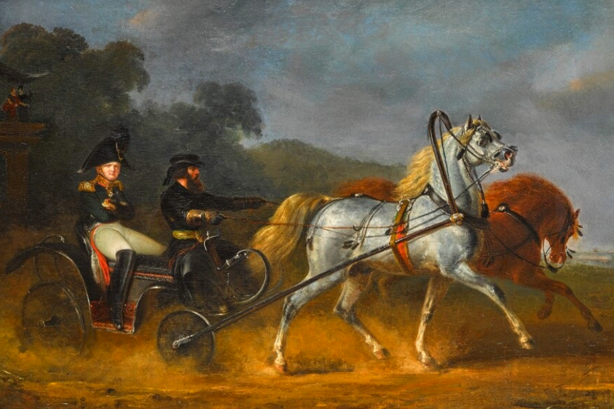 "Александр I и его кучер Илья Байков". Картина Александра Зауэрвайда. Правда, по Уралу император путешествовал в карете, запряженной шестеркой лошадей. По материалам из открытых источников