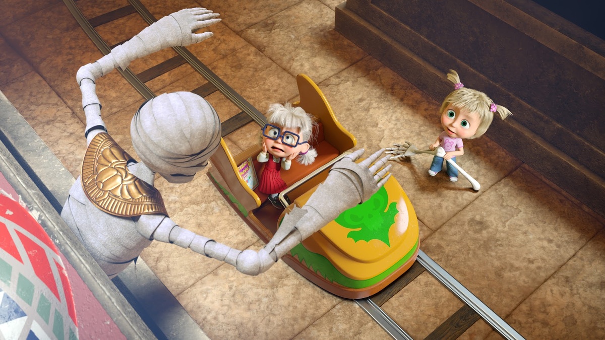 Кадр из мультфильма «Маша и Медведь в кино: Парк чудес». © Режиссёры Джалиль Ризванов, Василий Бедошвили / Анимаккорд, 2024