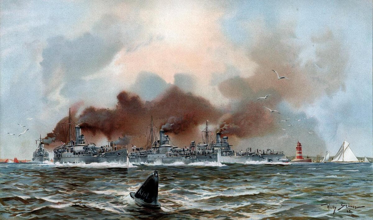 Arminius (справа) и лодки типа Wespe у Фридрихсорта