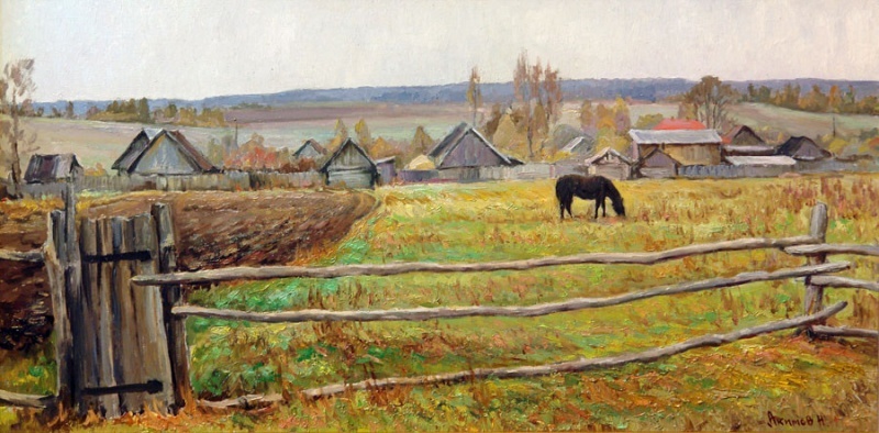 Фото картины из открытого доступа в Интернете. Приблизительно такие изгороди я видела в  деревне у бабушки...