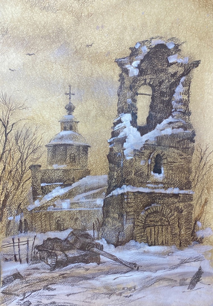 Художница Татьяна Бердникова. ЗИМА . 2024
Смеш. техника: бумага, цветные  карандаши, белила 53х37см. Воронеж.