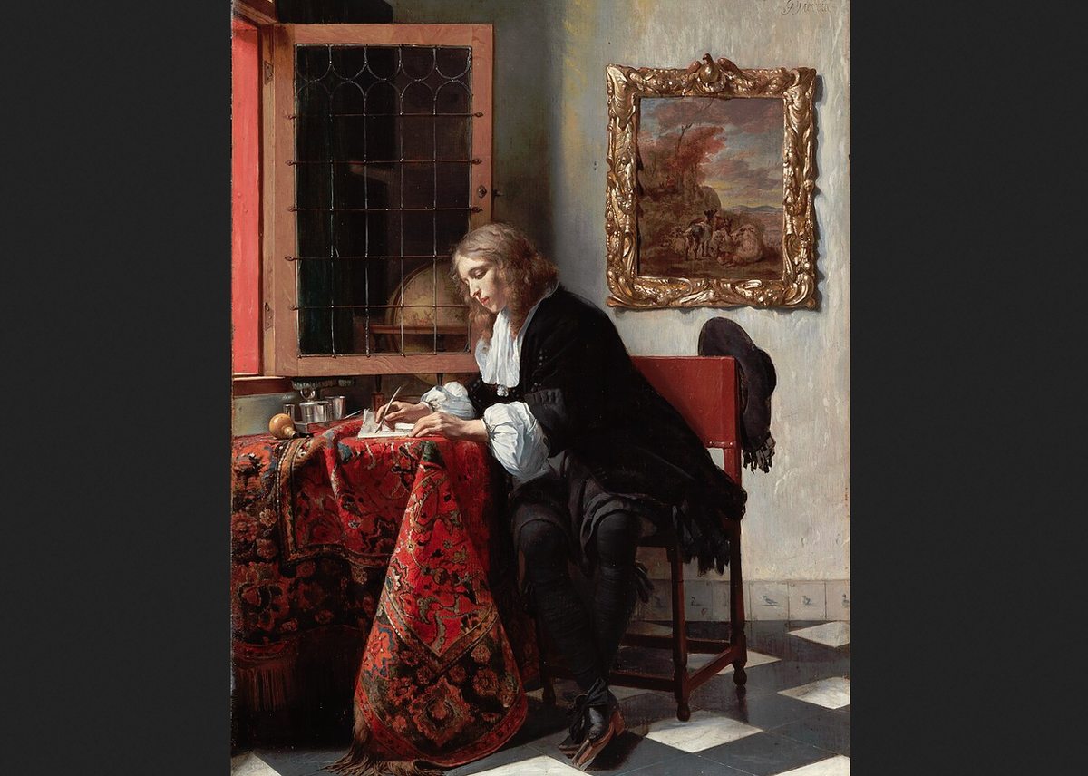 Габриэль Метсю. "Молодой человек, пишущий письмо у открытого окна". 1665. 