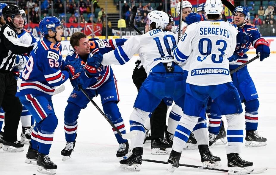    Матч между СКА и «Динамо» закончился дракой. Фото: Соцсети ХК СКА