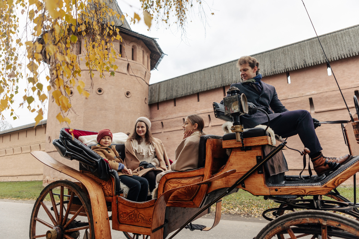В зимнее время вместо кареты можно прокатиться на санях!