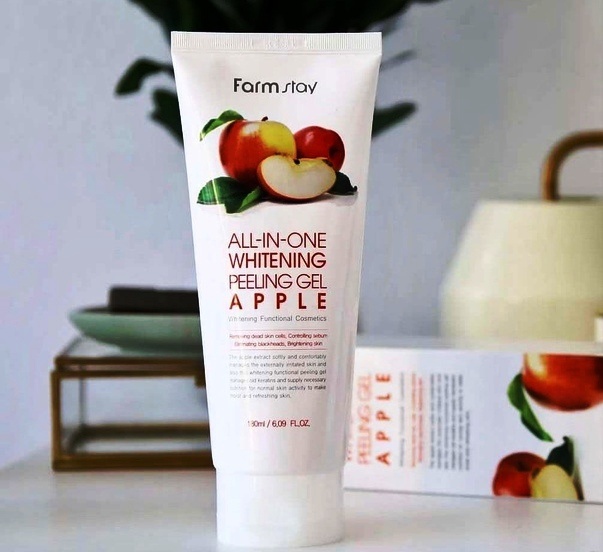 Farmstay осветляющий пилинг-гель с фруктовыми кислотами (экстрпакт яблока) All-In-One Peeling Gel Apple, 180 мл для проблемной, жирной, комбинированной кожи.