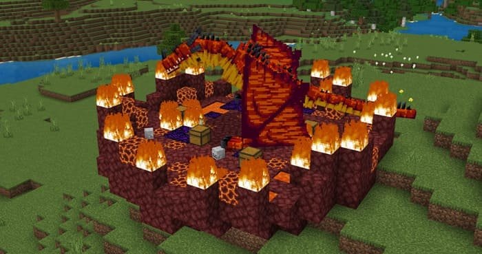 Сражение с боссом огненного дракона в Майнкрафт ПЕ (Бедрок)