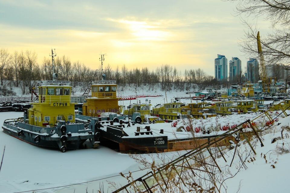    Зимовье речных судов у острова Побочень в Барнауле. Источник: Виталий Барабаш
