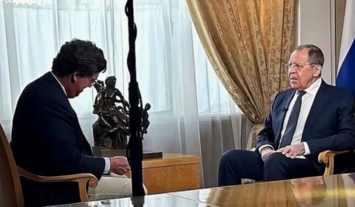     Карлсон и Лавров. Источник: t.me/SolovievLive Автор фото: Скриншот видео