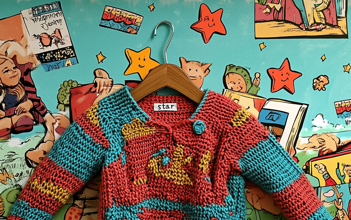    вязаная_кофта_для_детей_узор_звездочки Ленивое Вязание